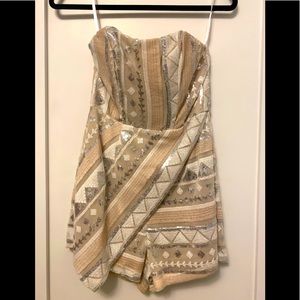 Sequin white, pink and silver romper